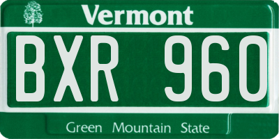 VT license plate BXR960