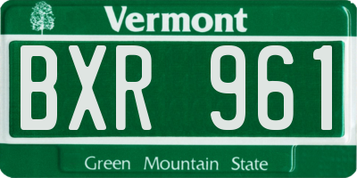 VT license plate BXR961