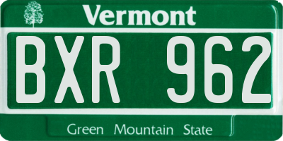 VT license plate BXR962