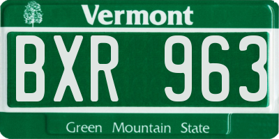 VT license plate BXR963