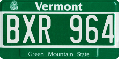 VT license plate BXR964