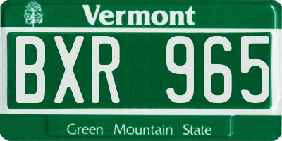 VT license plate BXR965