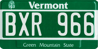 VT license plate BXR966