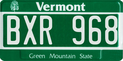 VT license plate BXR968