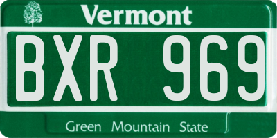 VT license plate BXR969