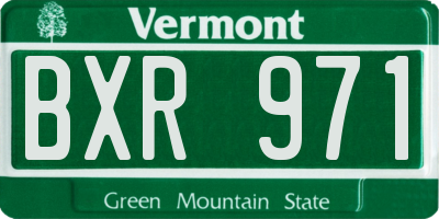 VT license plate BXR971