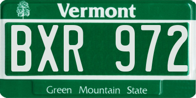 VT license plate BXR972