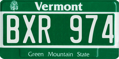 VT license plate BXR974