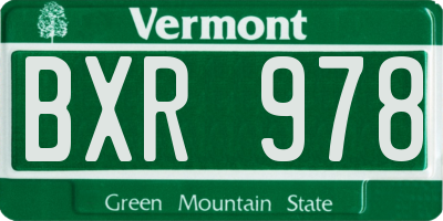 VT license plate BXR978