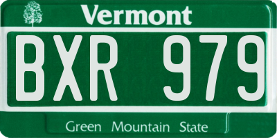 VT license plate BXR979