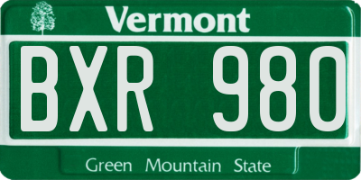 VT license plate BXR980