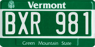 VT license plate BXR981