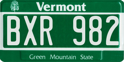 VT license plate BXR982
