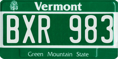 VT license plate BXR983