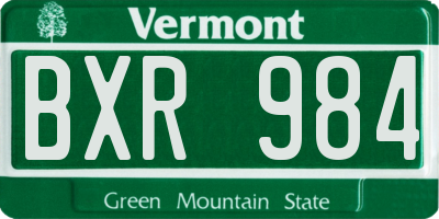 VT license plate BXR984