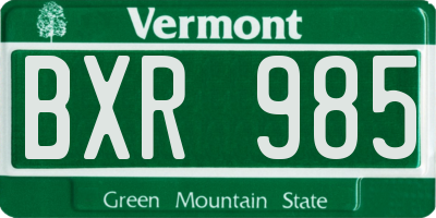 VT license plate BXR985