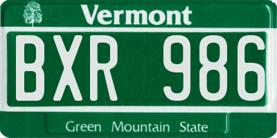 VT license plate BXR986