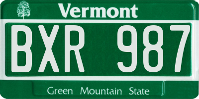 VT license plate BXR987