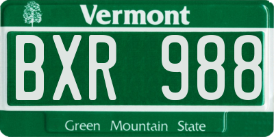VT license plate BXR988