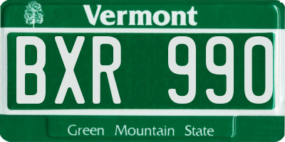 VT license plate BXR990