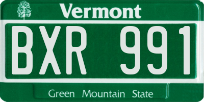 VT license plate BXR991