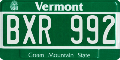 VT license plate BXR992