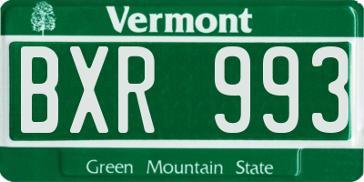 VT license plate BXR993