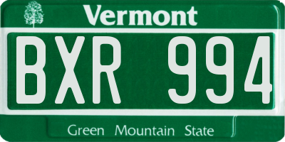 VT license plate BXR994