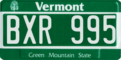 VT license plate BXR995