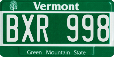 VT license plate BXR998