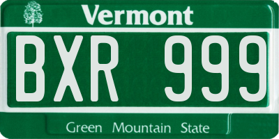 VT license plate BXR999