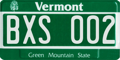 VT license plate BXS002