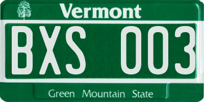 VT license plate BXS003