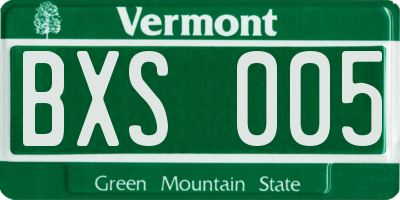 VT license plate BXS005