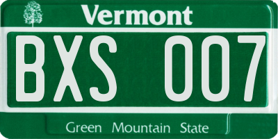 VT license plate BXS007
