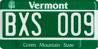 VT license plate BXS009