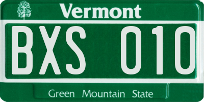 VT license plate BXS010