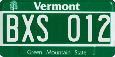 VT license plate BXS012