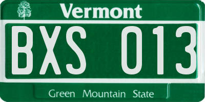 VT license plate BXS013