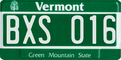 VT license plate BXS016