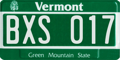 VT license plate BXS017