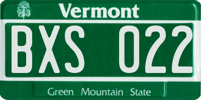 VT license plate BXS022