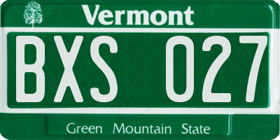 VT license plate BXS027