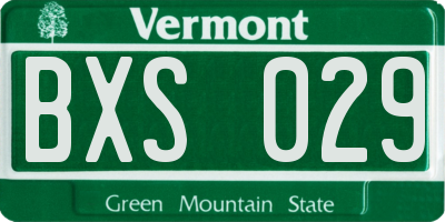 VT license plate BXS029