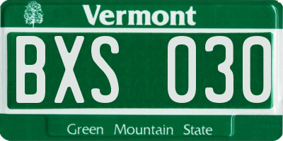 VT license plate BXS030