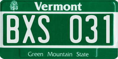VT license plate BXS031