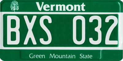 VT license plate BXS032