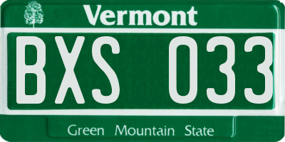 VT license plate BXS033