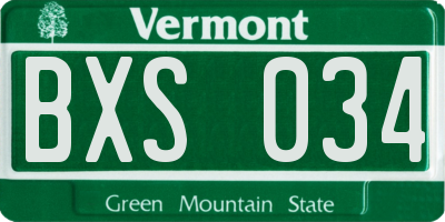 VT license plate BXS034
