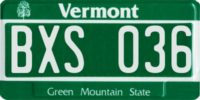 VT license plate BXS036
